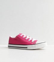 New Look Bright Pink Canvas Lace Up Trainers